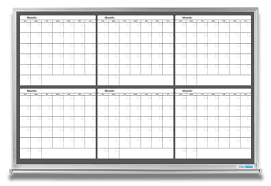 6 Month Dry Erase Calendar B W Magnetic