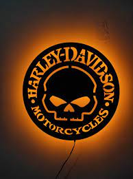 Harley Davidson Skull Wall Artlighted