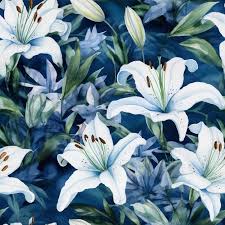 A Seamless Pattern With White Lilies On