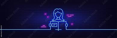 Neon Light Glow Effect Woman Read A