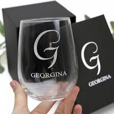 Engraved Stemless Wine Glass