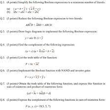 Q 1 1 Simplify The Following Boolean
