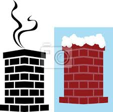 Brick Chimney Icon With Snow And Smoke