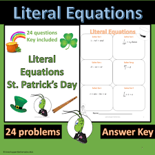 St Patrick S Day Literal Equations