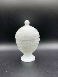 Avon Milk Glass Candy Dish With Lid