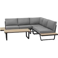 L Shaped Metal Patio Sectional Sofa Set