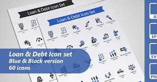 Loan And Debt Icon Set Template 322900