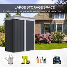 Outsunny 5 X3 X6 Garden Metal Sheds With Floor Small Lean To Shed Adjustable