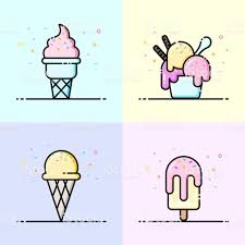 Ice Cream Icon Collection In Pastel