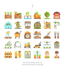 30 Farming And Gardening Icons Flat