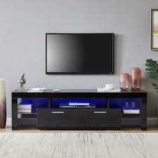 J E Home 63 In Black Modern Tv Stand