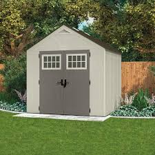Suncast Tremont 7 Ft 1 3 4 In X 8 Ft 4 1 2 In Resin Storage Shed Beige Cream