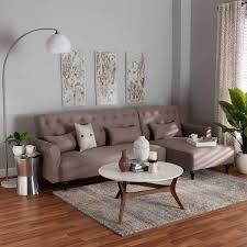 Baxton Studio Chesterfield Clay Fabric Upholstered Convertible Sleeper Sofa