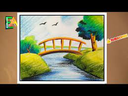 Natural Scenery Drawing With Oil Pastel