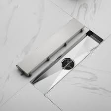 12 In Linear Shower Floor Drain With Removable Pattern Grate And Food Grade Stainless Steel