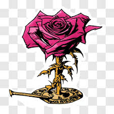Pink Rose On Old Clock Png