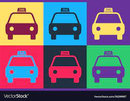 Pop Art Taxi Car Icon Isolated On Color