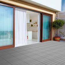 Pure Garden 12 In X 12 In Outdoor Interlocking Slat Polypropylene Patio And Deck Tile Flooring In Dark Gray Set Of 6