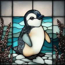 Baby Penguin Stained Glass Design For
