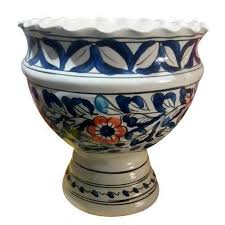 White Designer Ceramic Flower Pot For