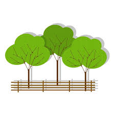 Fence Wall And Trees Vector Images