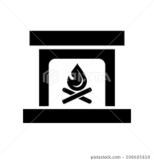Fireplace Silhouette Icon Wood And A