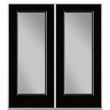 72 In X 80 In Jet Black Steel Prehung Left Hand Inswing Full Lite Clear Glass Patio Door In Vinyl Frame No Brickmold