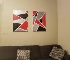 Abstract Red Black White Silver Canvas