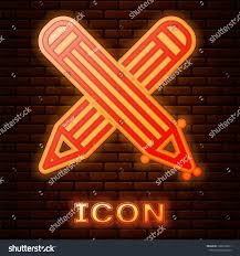 Glowing Neon Crossed Pencil Icon