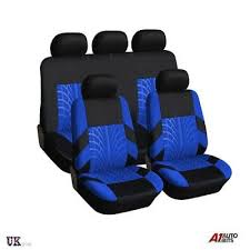 Blue Black Fabric Full Car Seat Covers