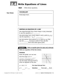 Write Equations Of Lines Mathnmind