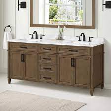 Home Decorators Collection Caville 72 In W X 22 In D X 34 50 In H Bath Vanity In Almond Latte With Carrara Marble Top