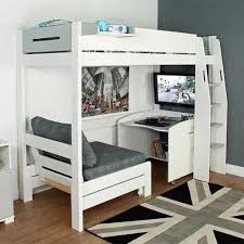 Iron White Loft Bed With Study Table