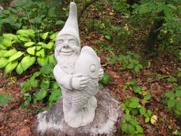 13 Tall Cement Gnome Elf With Trophy
