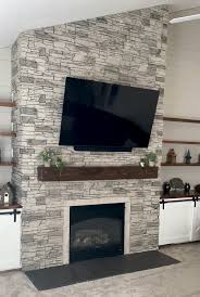 B S Diy Stacked Stone Fireplace