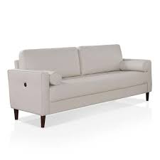 Grandover 75 63 In Square Arm Faux Leather Straight Usb Sofa In White