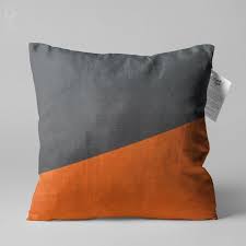 Grey Orange Cushion Cover With