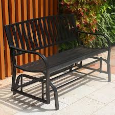 Maypex 4 Ft Outdoor Patio Steel Glider Porch Chair Loveseat Bench