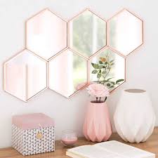 Blush Pink Hexagon Mirror Cer