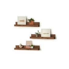 Drakestone Designs Shelves Walnut Walnut Finish Floating Bookshelves Set Of Three