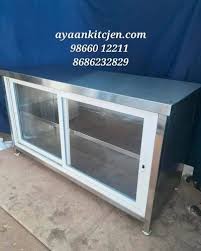 Grey Stainless Steel Glass Cabinet With