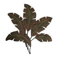Benzara Green And Brown Metal Wall Decor Palm Leaf