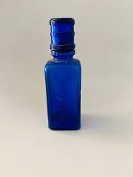 Antique Cobalt Blue Glass Bottle John