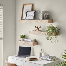 Ash Wood Floating Wall Shelf Set