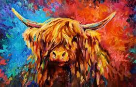 Highland Cows Colourful Paintings