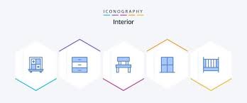Interior 25 Blue Icon Pack Including