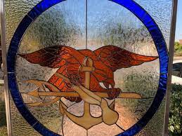 Marines Navy Stained Glass Window Panel
