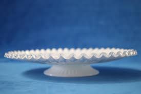 Large Vintage Fenton Milk Glass Cake