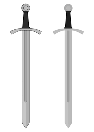 Two Crossed Swords With Shield Stock