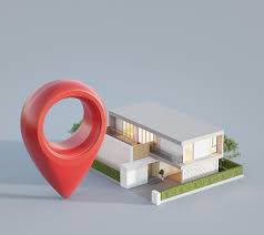 Modern House With Location Pin Icon On